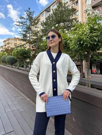 Missemramiss H4590 Lacivert Modello Çizgili Triko Hırka