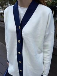Missemramiss H4590 Lacivert Modello Çizgili Triko Hırka