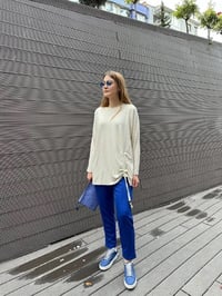 Missemramiss P4622 Saks Nervürlü Pantolon