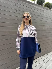 Missemramiss S4661 Lacivert Gömlek Garni İşlemeli Sweat