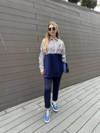 Missemramiss S4661 Lacivert Gömlek Garni İşlemeli Sweat