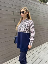 Missemramiss S4661 Lacivert Gömlek Garni İşlemeli Sweat