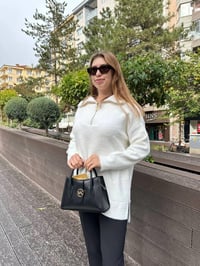 Missemramiss T4577 Ekru Moderna Fermuarlı Kazak