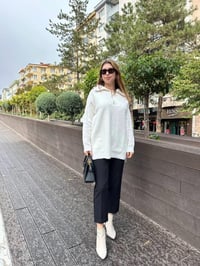 Missemramiss T4577 Ekru Moderna Fermuarlı Kazak