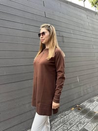 Missemramiss T4587 Kahverengi Live Fermuar Detaylı Triko Kazak
