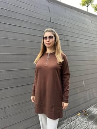 Missemramiss T4587 Kahverengi Live Fermuar Detaylı Triko Kazak