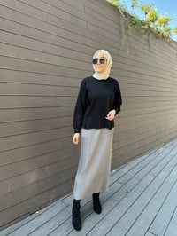Misswhence 32908 Gri Fermuar Detaylı Pilise Etek