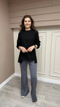 Misswhence 33100 Gri İspanyol Paça Pantolon