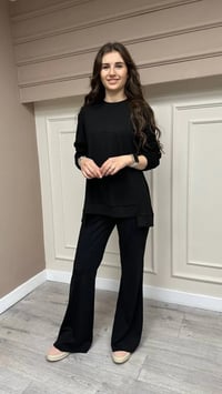 Misswhence 33100 Siyah İspanyol Paça Pantolon