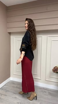 Misswhence 33902 Bordo Fermuar Detaylı Pilise Etek