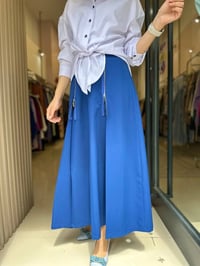 Misswhence 33905 Önü Fermuar Detaylı Saks Etek