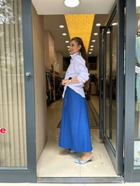 Misswhence 33905 Önü Fermuar Detaylı Saks Etek