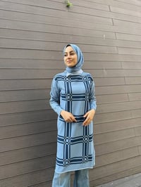 Misswhence 34003 Mavi Zımba Detaylı Triko Tunik