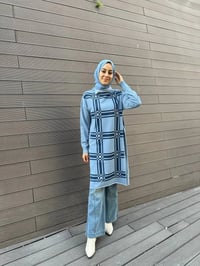 Misswhence 34003 Mavi Zımba Detaylı Triko Tunik