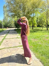 Misswhence 34010 Mor Sandy İpek Kumaş Kısa Tunik