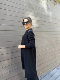Misswhence 34012 Siyah Omzu Fermuarlı Uzun Tunik