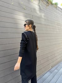 Misswhence 34012 Siyah Omzu Fermuarlı Uzun Tunik