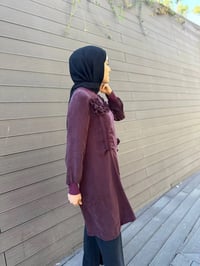 Misswhence 34026 Bordo Gül Detaylı İpek Tunik