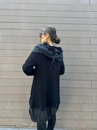 Misswhence 34032 Siyah Paraşüt Kumaş Detaylı Triko Tunik