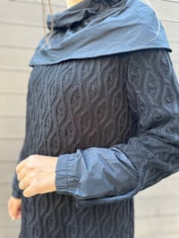 Misswhence 34032 Siyah Paraşüt Kumaş Detaylı Triko Tunik