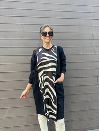 Misswhence 34037 Siyah Zebra Desen Tunik