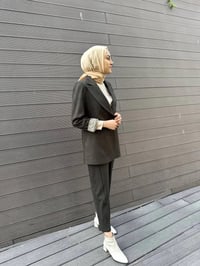 Misswhence 34201 Yeşil Ceket Pantolon İkili Takım
