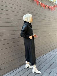 Misswhence 34514 Siyah Deri Detaylı Süet Kap