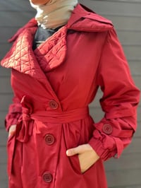 Misswhence 34515 Bordo Yakası Kapitone Trençkot