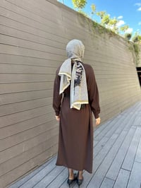 Misswhence 34801 Kahverengi Kemerli Kafesli Elbise