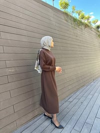 Misswhence 34801 Kahverengi Kemerli Kafesli Elbise