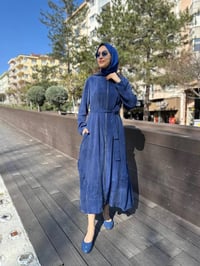 Misswhence 35500 İndigo Fermuar Ve Desenli Ferace