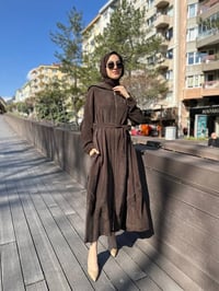 Misswhence 35500 Kahverengi Fermuar Ve Desenli Ferace