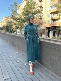 Misswhence 35501 Yeşil Etek Ucu Detaylı İpek Kap