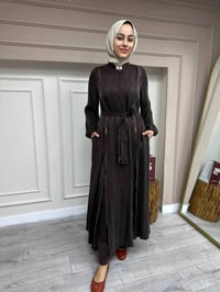 Misswhence 35505 Kahve Fermuar Arası Şifon Detaylı Kap