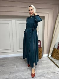 Misswhence 35505 Petrol Fermuar Arası Şifon Detaylı Kap
