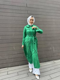 Misswhence 35507 Benetton Yeşil Ters Dikişli İpek Keten Kap