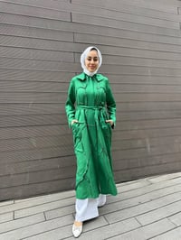 Misswhence 35507 Benetton Yeşil Ters Dikişli İpek Keten Kap