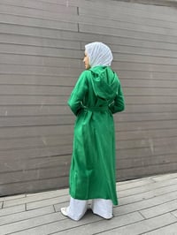 Misswhence 35507 Benetton Yeşil Ters Dikişli İpek Keten Kap