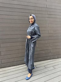 Misswhence 35507 Gri Ters Dikişli İpek Keten Kap
