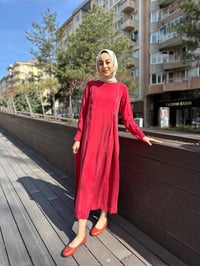 Misswhence 35800 Kırmızı Fermuar Detaylı İpek Elbise