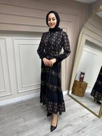 Misswhence 35809 Siyah Önü Düğmeli Etek Detaylı Elbise