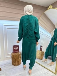 Misswhence 35823 Zümrüt Ceketli İpek Tulum Takım