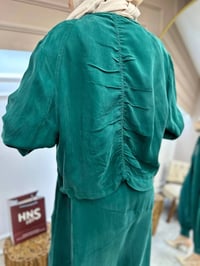 Misswhence 35823 Zümrüt Ceketli İpek Tulum Takım