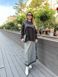 Misswhence 36000 Kahverengi Patchwork Bluz
