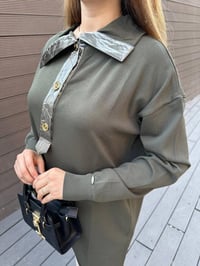 Misswhence 36013 Haki Yaka Detaylı Triko Tunik