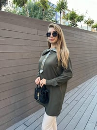 Misswhence 36013 Haki Yaka Detaylı Triko Tunik