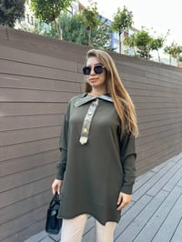 Misswhence 36013 Haki Yaka Detaylı Triko Tunik