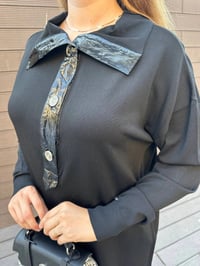 Misswhence 36013 Siyah Yaka Detaylı Triko Tunik