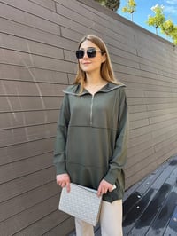 Misswhence 36016 Haki Fermuar Detaylı Triko Tunik