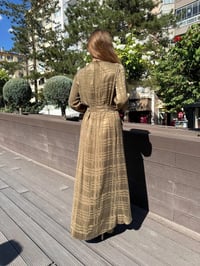 Misswhence 36800 Haki Kendinden Desenli Elbise
